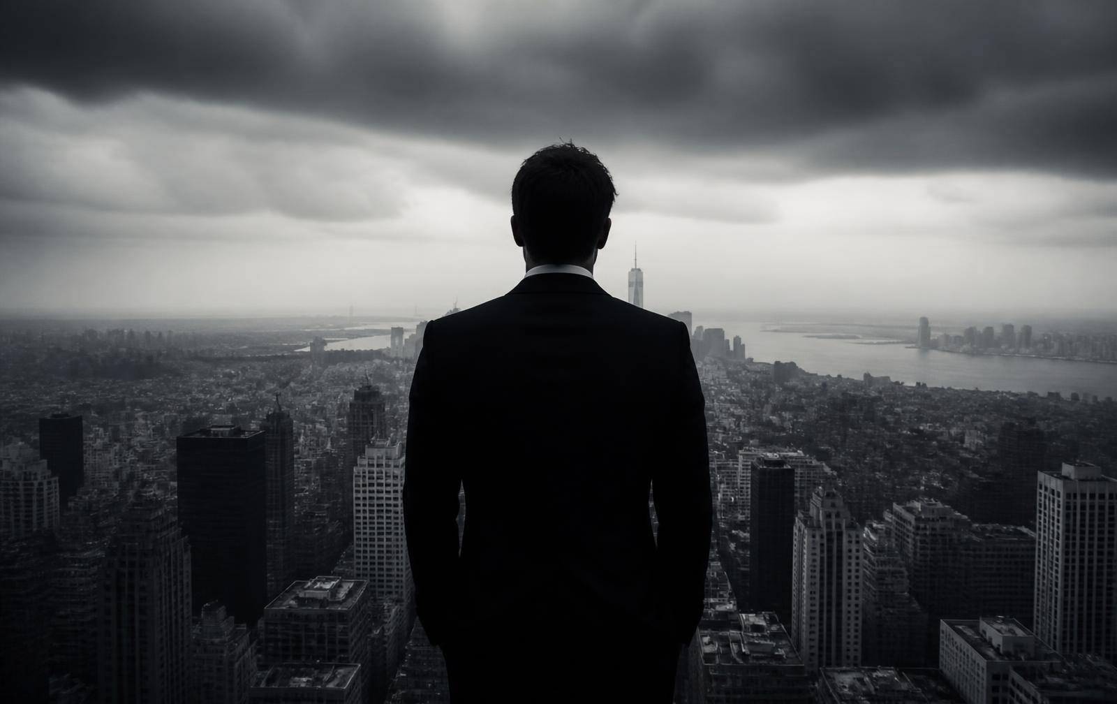 Corretor observando o skyline da cidade